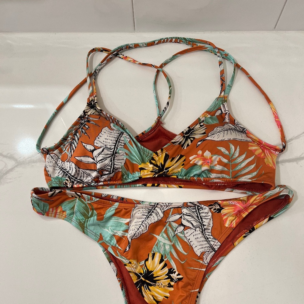 The Bikini Lab - Tropical Oasis Strappy Bralette Bikini L